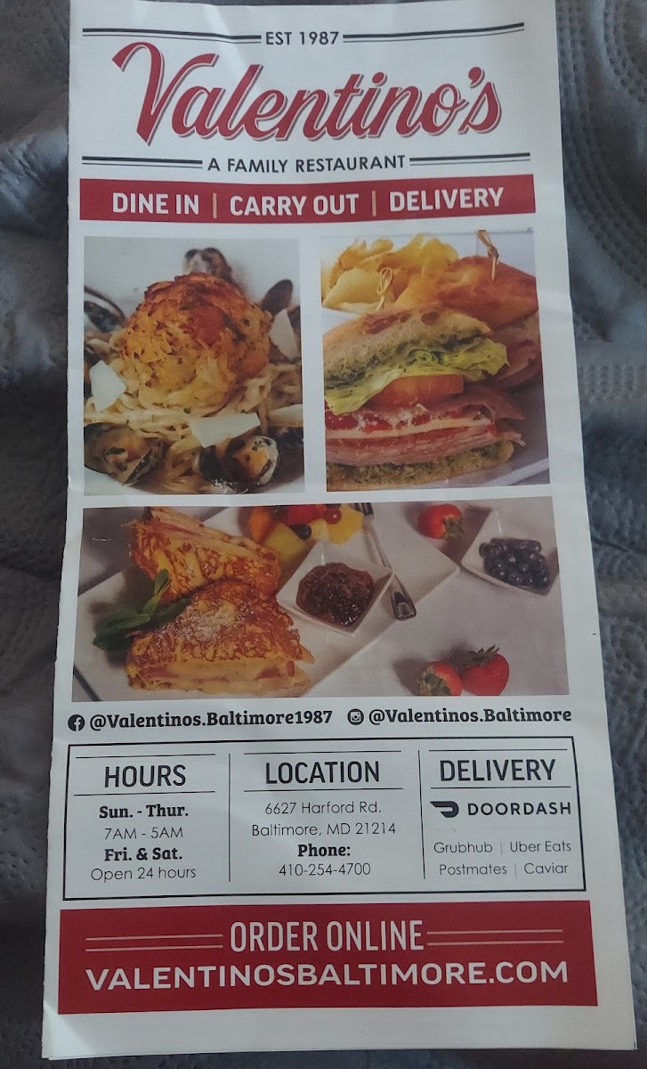 Valentino's Restaurant Menu - Image 4